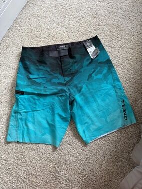 O'Neill Teal and Black Camo Boardshorts